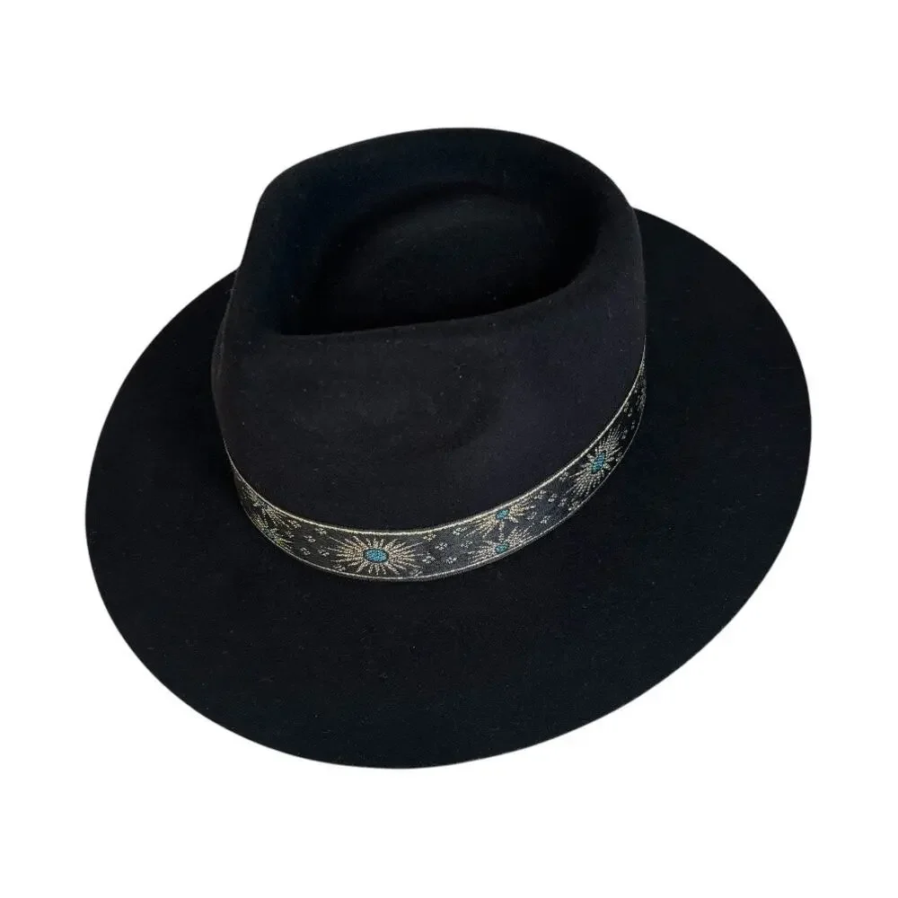 Lack of Color The Phoenix Black Australian Wool Boater Hat Size Small 55CM NWT
